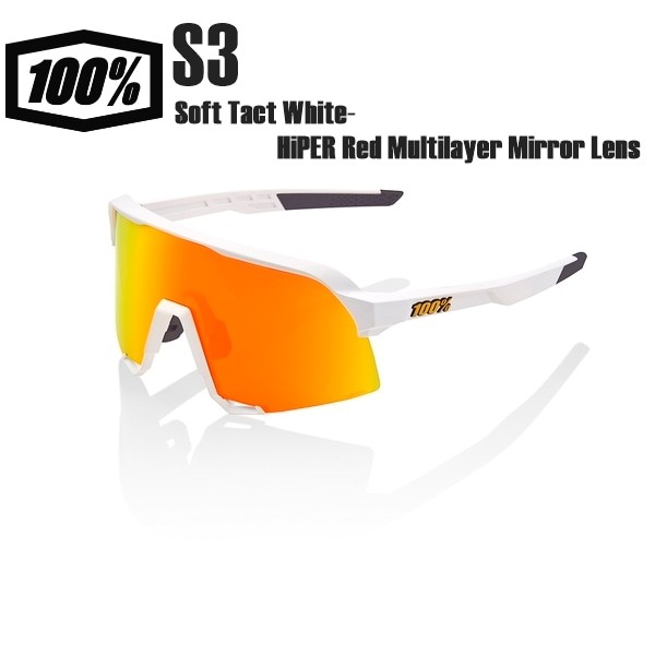 100% S3 Soft Tact White Sunglasses – HiPER Red Mirror Lens