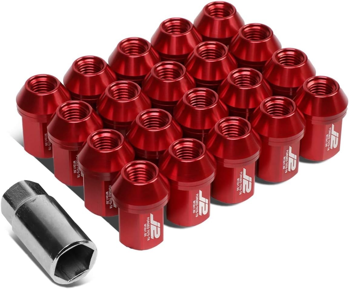 20 Pcs 7075 Aluminum Closed End M12 x 1.5 Lug Nuts Set w/Socket Adapter, Red,