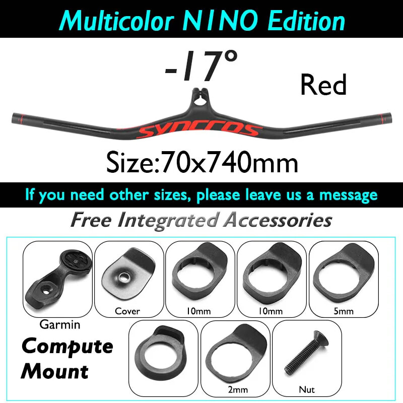 Carbon Fiber Mountain Bike Integrated Handlebar -8 -17 -25 Degree 660-740mm
