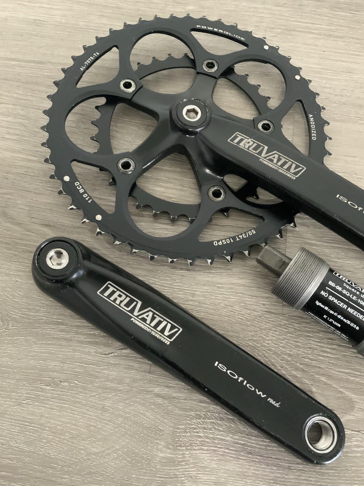 TRUVATIV ISO FLOW CRANKSET DOUBLE 53-39 TOOTH 10 OR 9 SPEED TRUVATIV BB 175 ARMS