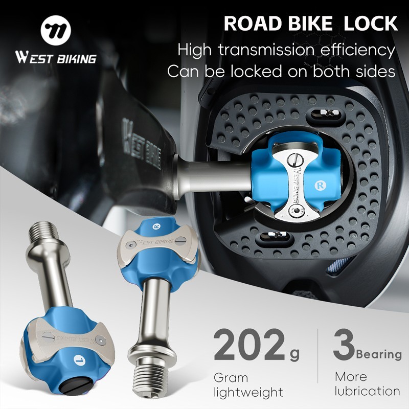 Road Bike Lock Pedals 3 Bearing for SPEEDPLAY Bicycle Clipless Pedals Blue