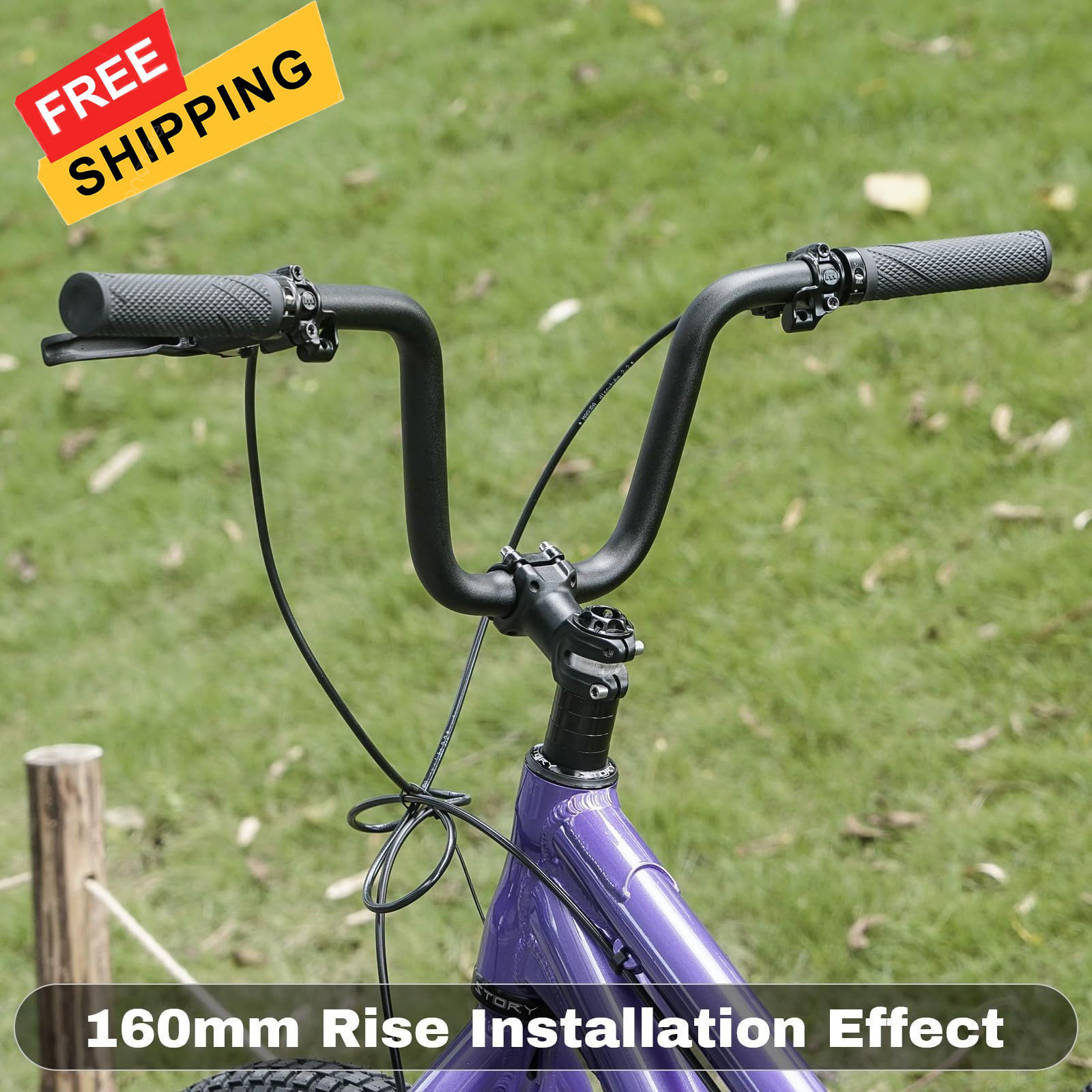 PLATT 25.4/31.8mm Mountain Bike Handlebar/Riser Handlebar – 160mm Rise, black