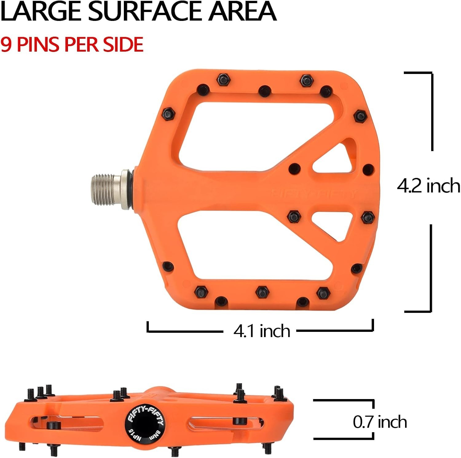 Non-Slip MTB Nylon Composite, 9/16″ Bicycle Pedals, Lightweight and Wide Flat…