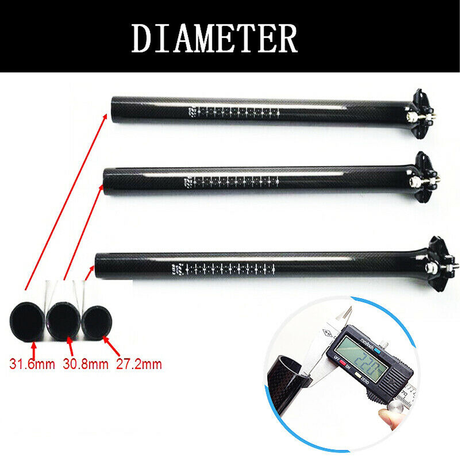 Carbon Fiber Seatpost 27.2/28.6/30/30.8/31.6/33.9mm MTB Bike Seat Tube Seat Post