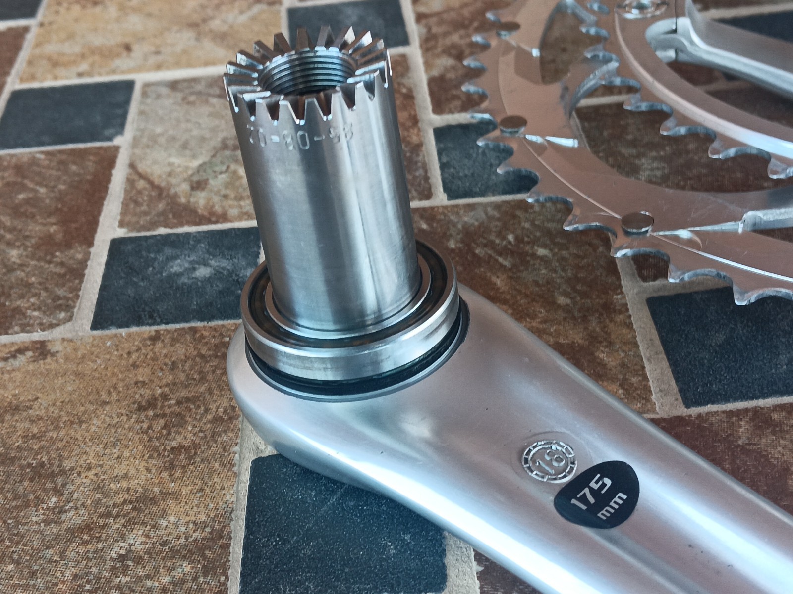 175mm 53/39 Campagnolo Athena 11 Ultra Torque Double Alloy Crankset Silver Campy