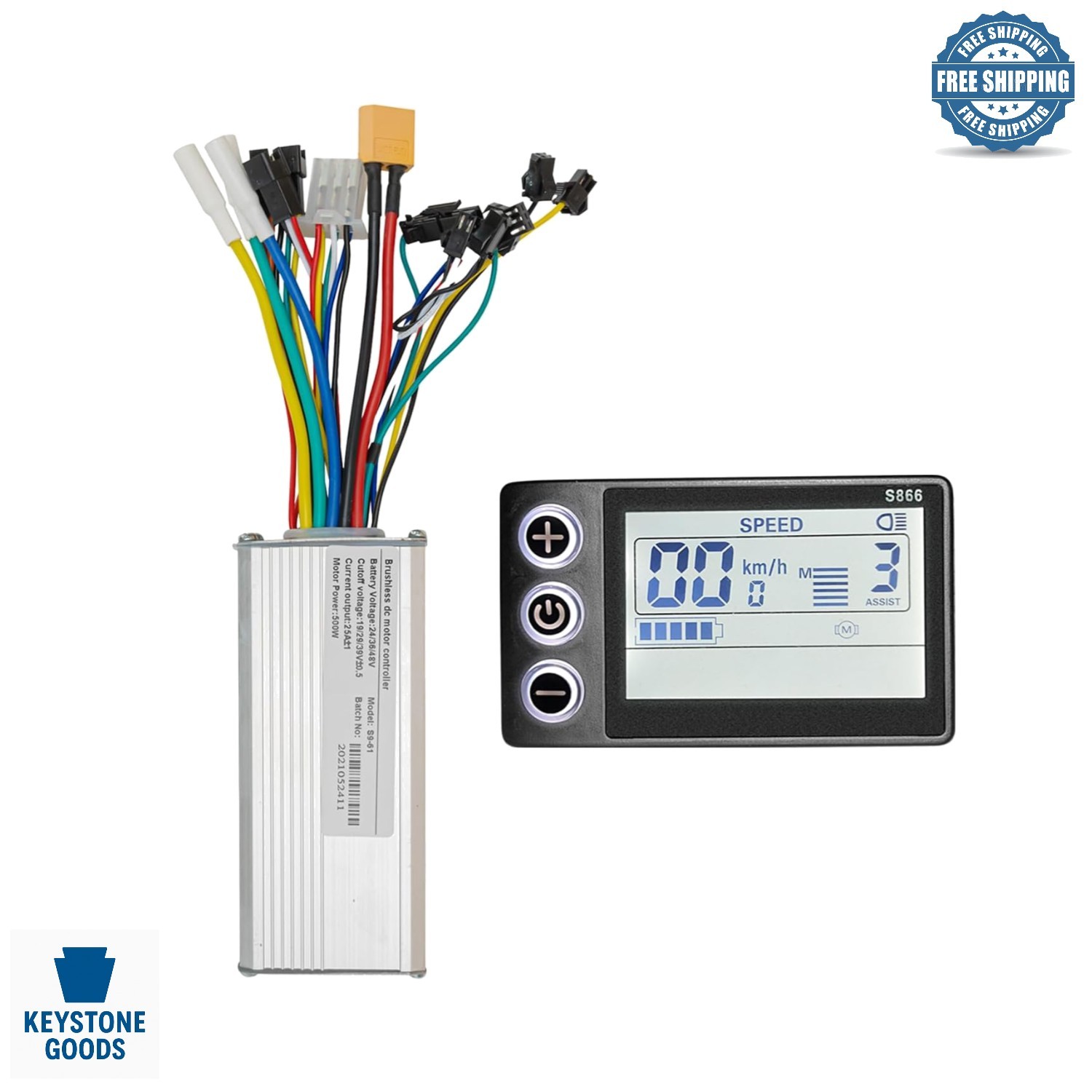 500W 36V/48V Brushless Ebike Motor Controller Kit with LCD Display