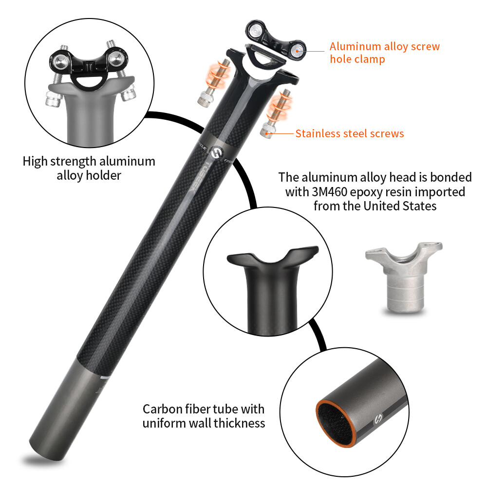 Carbon Fiber Seatpost 27.2/30.8/31.6*350/400mm Seat Post For Mountain Road Bike
