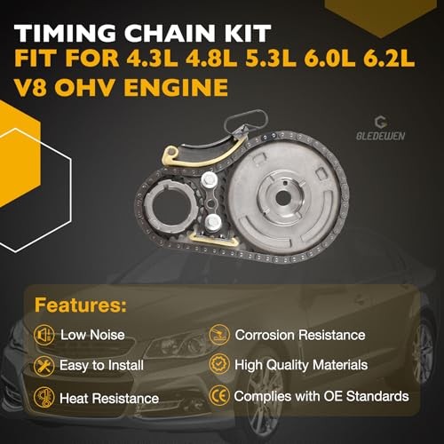 4.3L 4.8 5.3 6.0 6.2 6.6L Engine Timing Chain Kit With Tensioner, Compatible