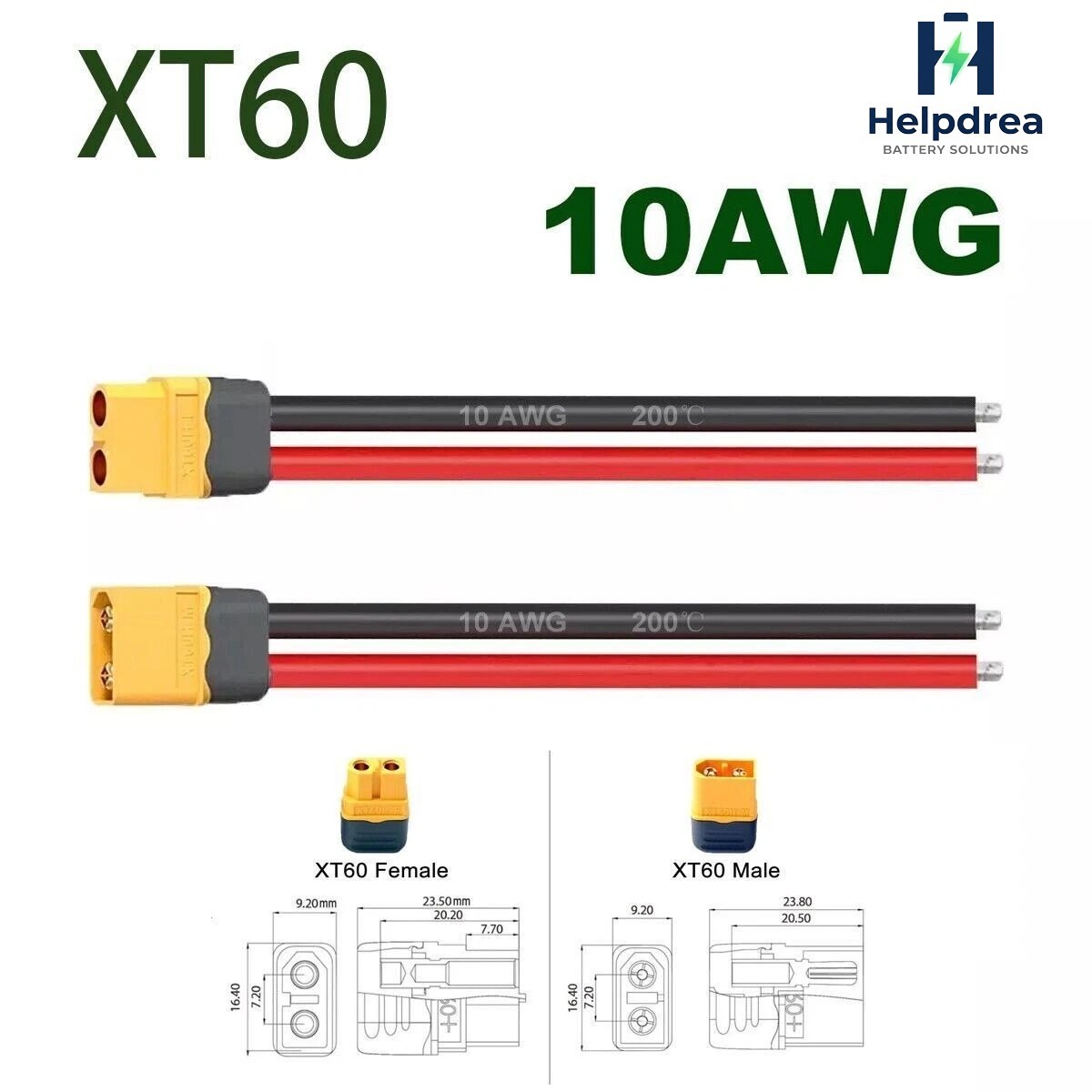 XT60 XT-60 Male Female connector PLUG100mm 10AWG silicon wire for RC Lipobattery