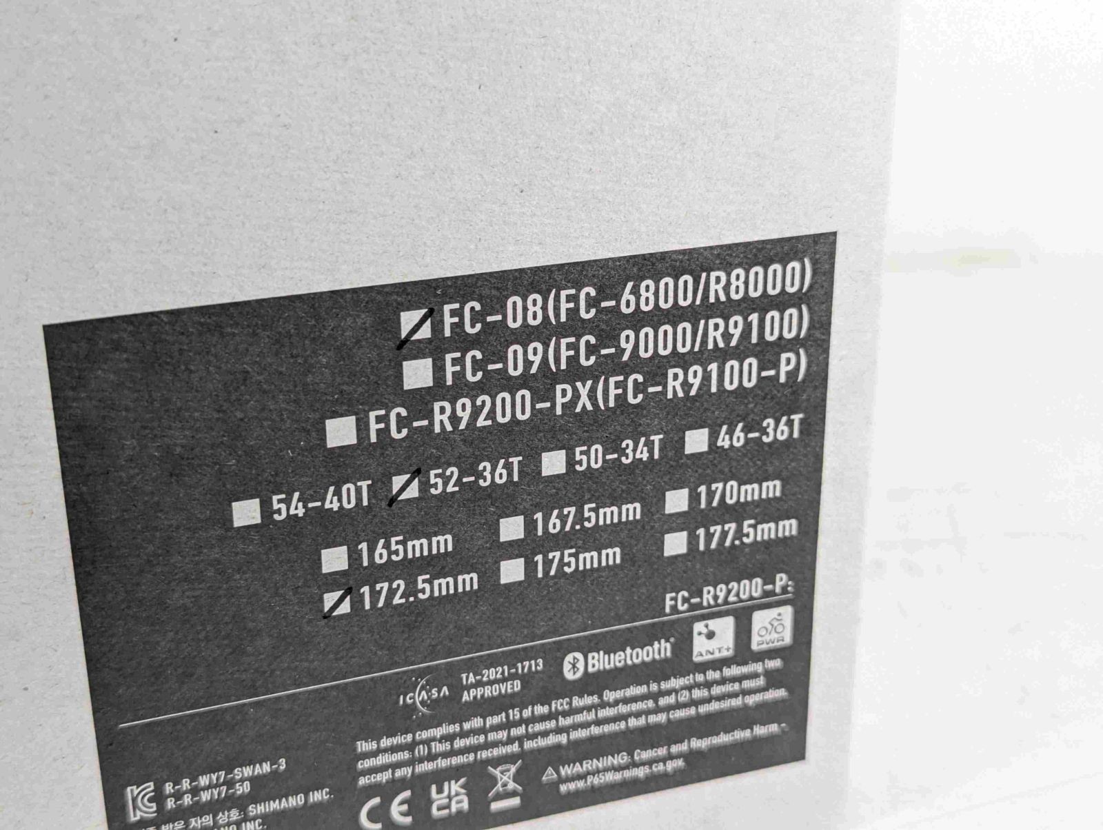 【Unused Item】For For ULTEGRA FC 08 52-36t 172.5mm C FC260624B