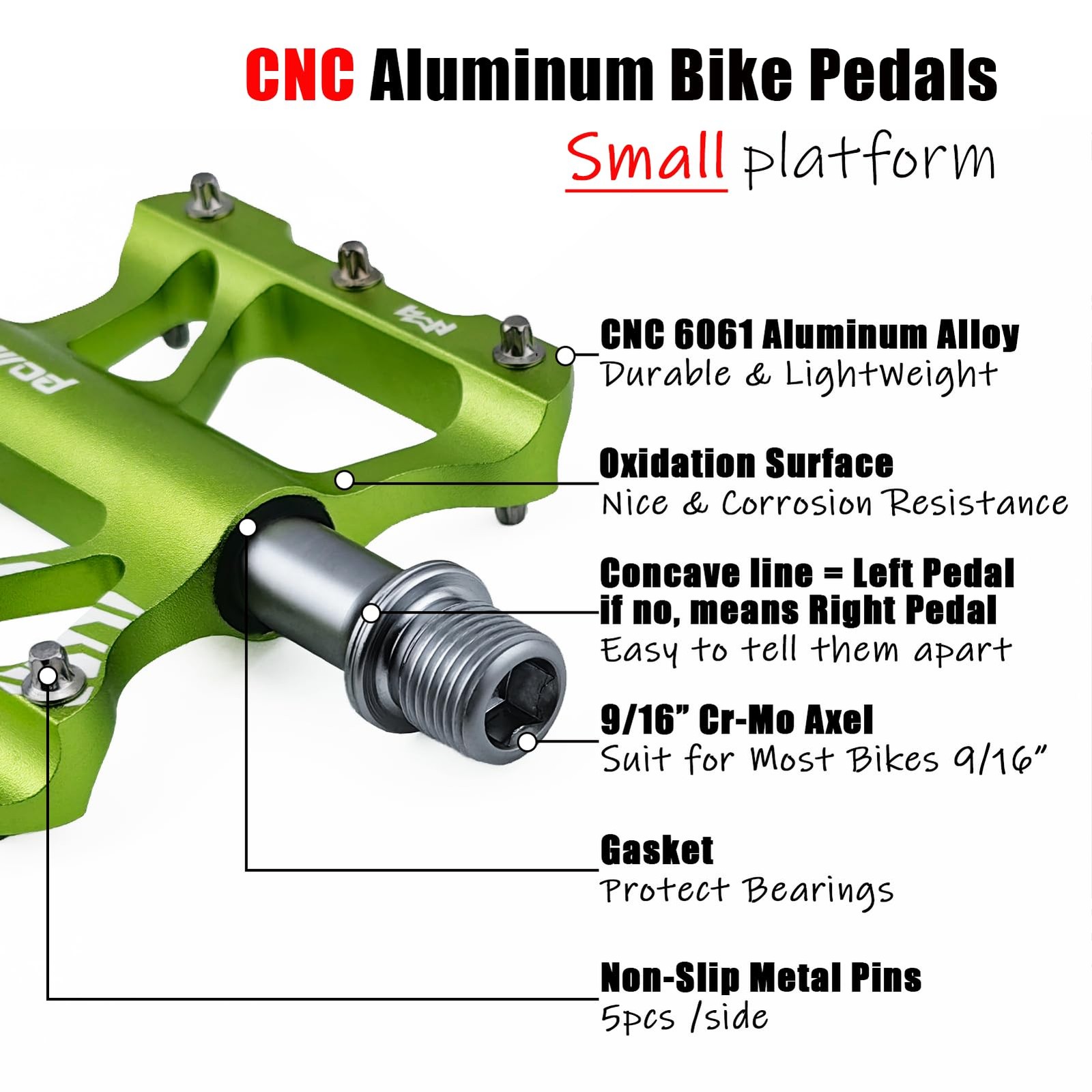 Small Bike Pedal MTB Kids BMX Pedals Flat, Youth Bike Pedal w 9/16 inch Cr-Mo…