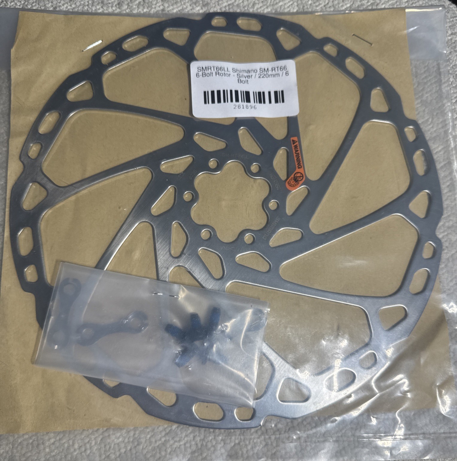 Shimano SMRT66LL Disc Brake Rotor SM-RT66 ,6-Bolt, 220MM, Silver.