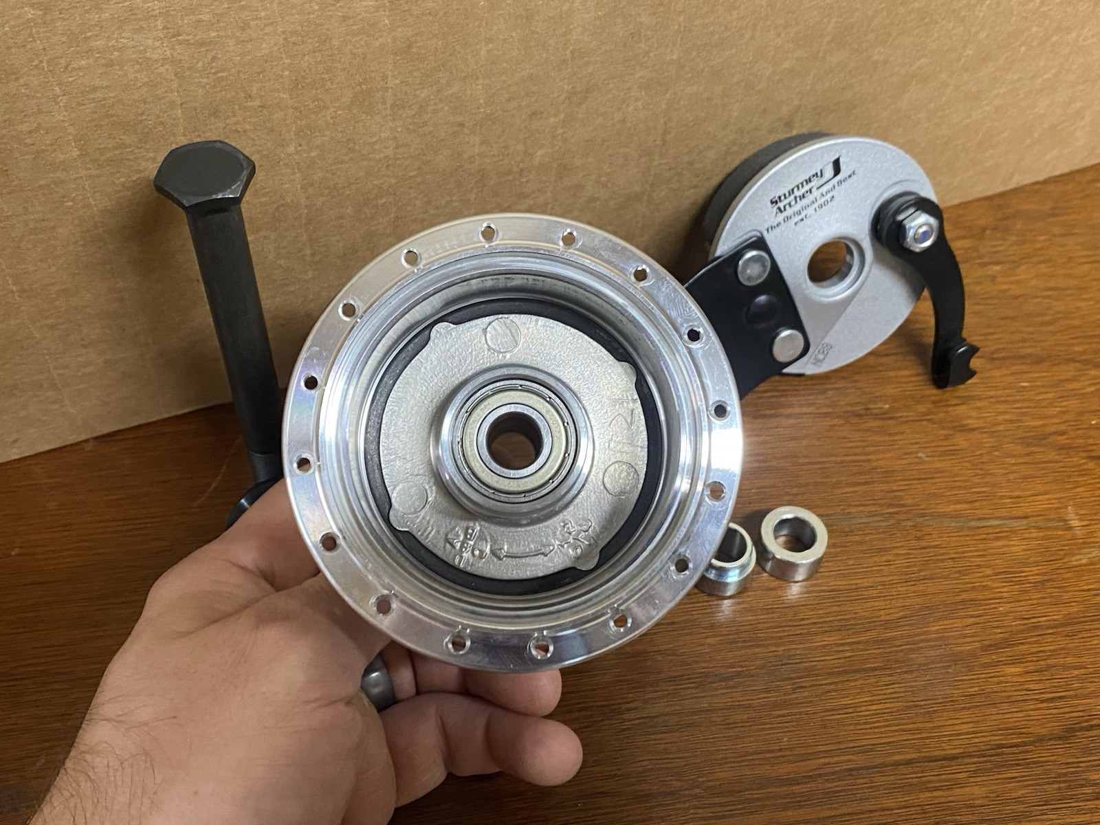 Sturmey Archer X-SD 70mm Front Drum Brake Hub Kit Solid Axle 32H Silver *Rare*