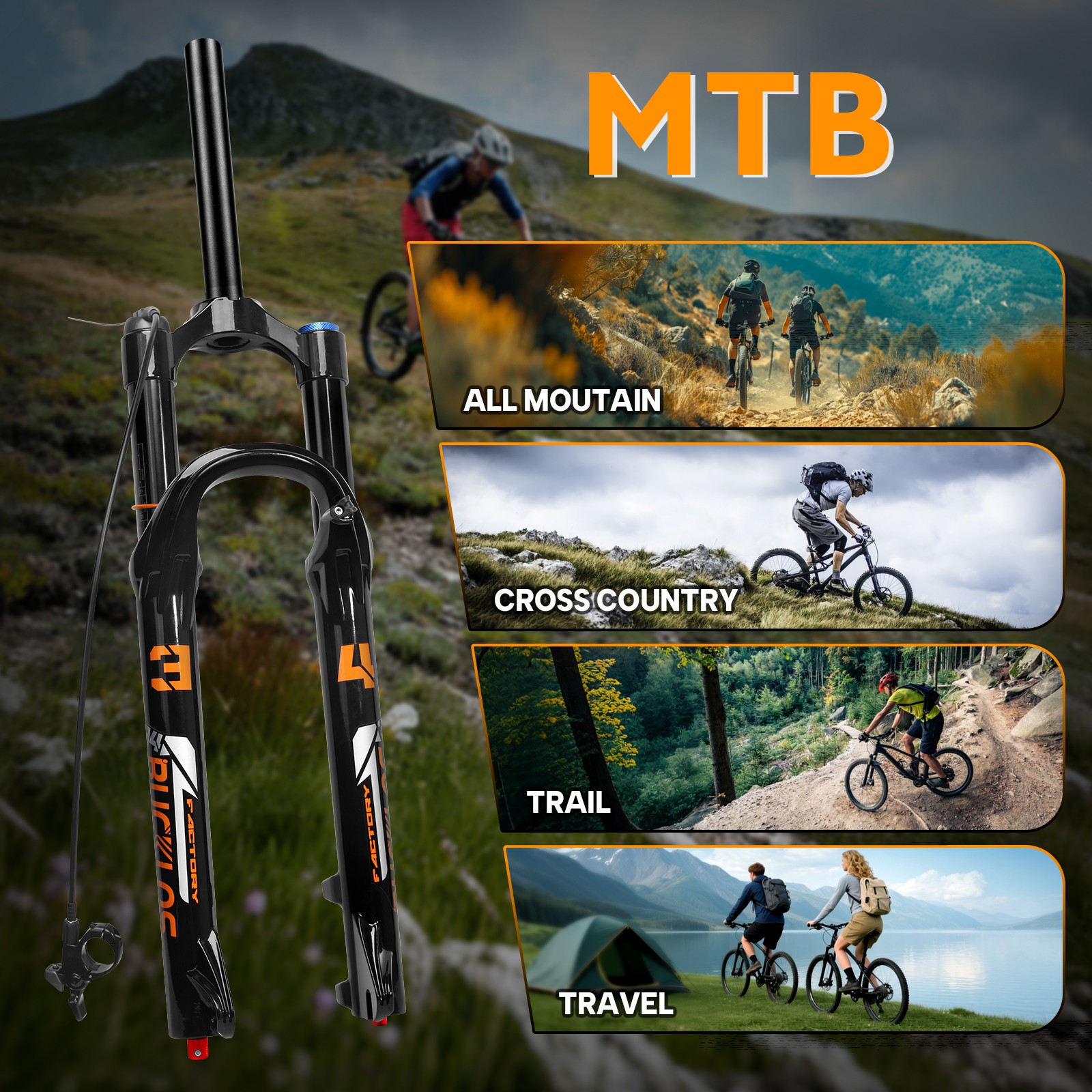 180/120mm Travel Air Suspension Fork 26/27.5/29 inch MTB XC Remote 34/32mm Tube