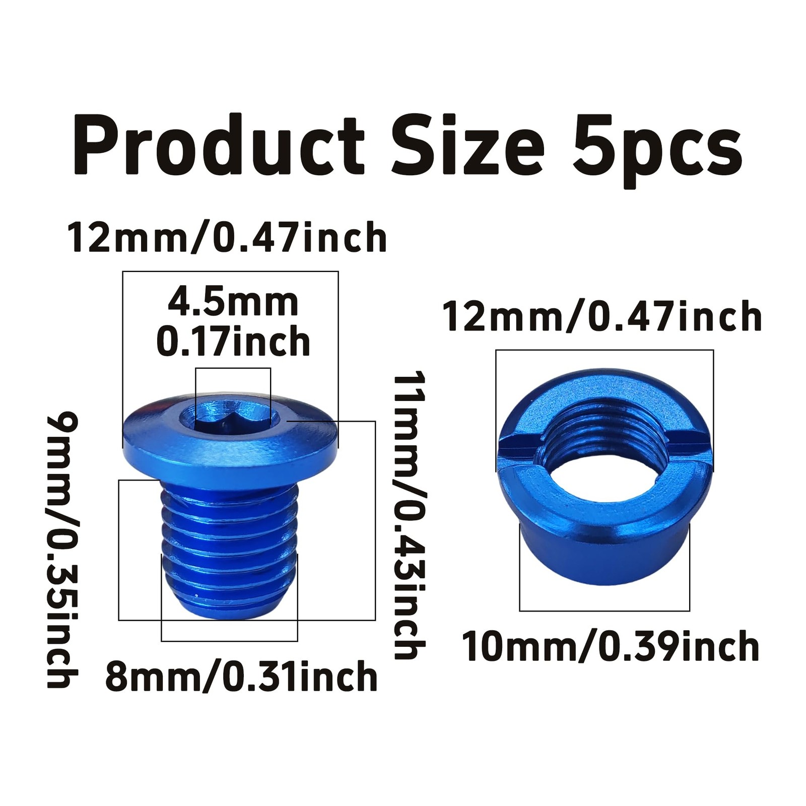 5PCS M8 Chainring Bolts, 7075 Aluminum Alloy Bike Crankset Screws, Single Cha…