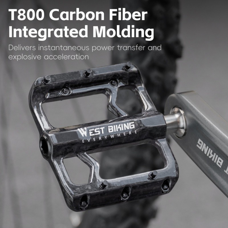 West Biking 3 Bearings Carbon Fibre Titanium Axle Bicycle Pedals Black 180g