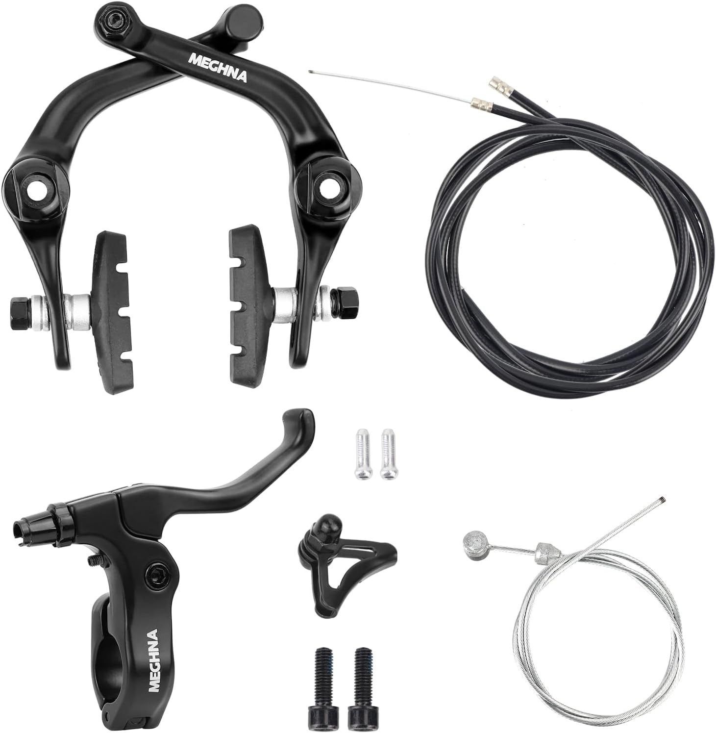 BMX Rear Aluminum Alloy Rim Brake Set，Bike U Brakes 900MM/950MM, Black