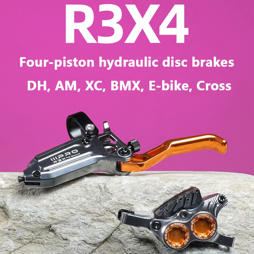 IIIPRO R3X4 MTB Bike Hydraulic Disc Brake Set 4-Pistons Front&Rear 880/1700mm