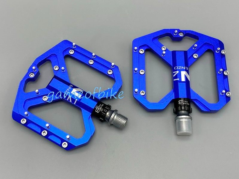 ENZO Aluminum Road MTB Mountain Bike Bicycle Pedal 3 Bearings Flat Pedals Blue