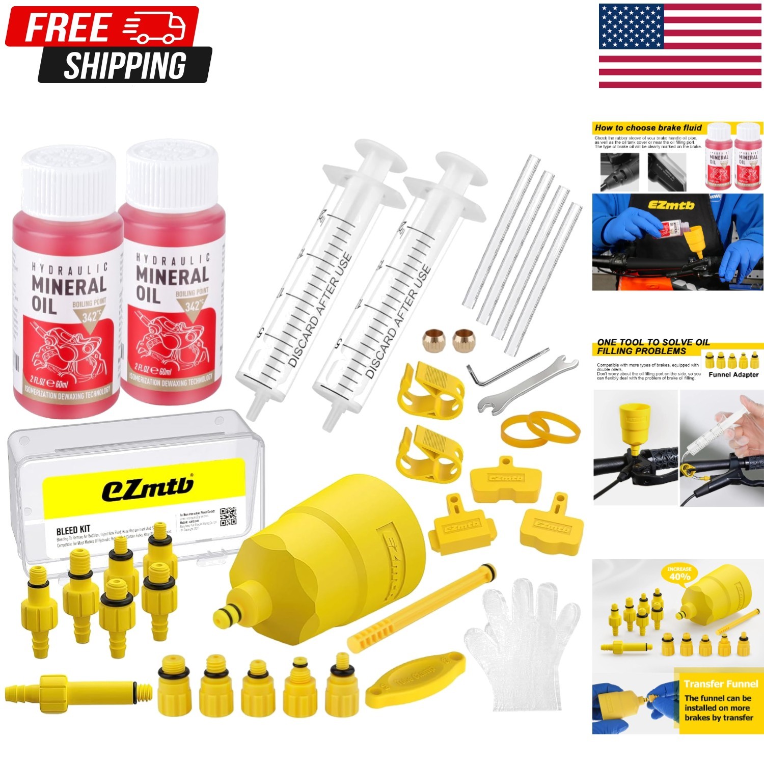 Hydraulic Brake Bleed Kit for Shimano,TEKTRO, MAGURA and Other Mineral Oil Brake
