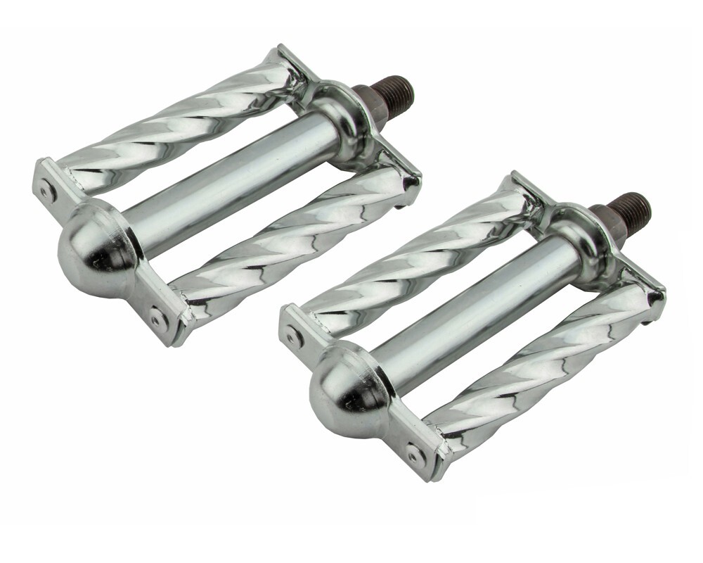GENUINE VINTAGE LOWRIDER BICYCLE SQUARE TWISTED STEEL PEDALS 1/2 IN CHROME.