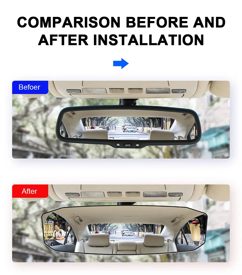 Car Mirror Interior Rear View Mirror Wide Angle Convex RearviewMirror Anti Glare