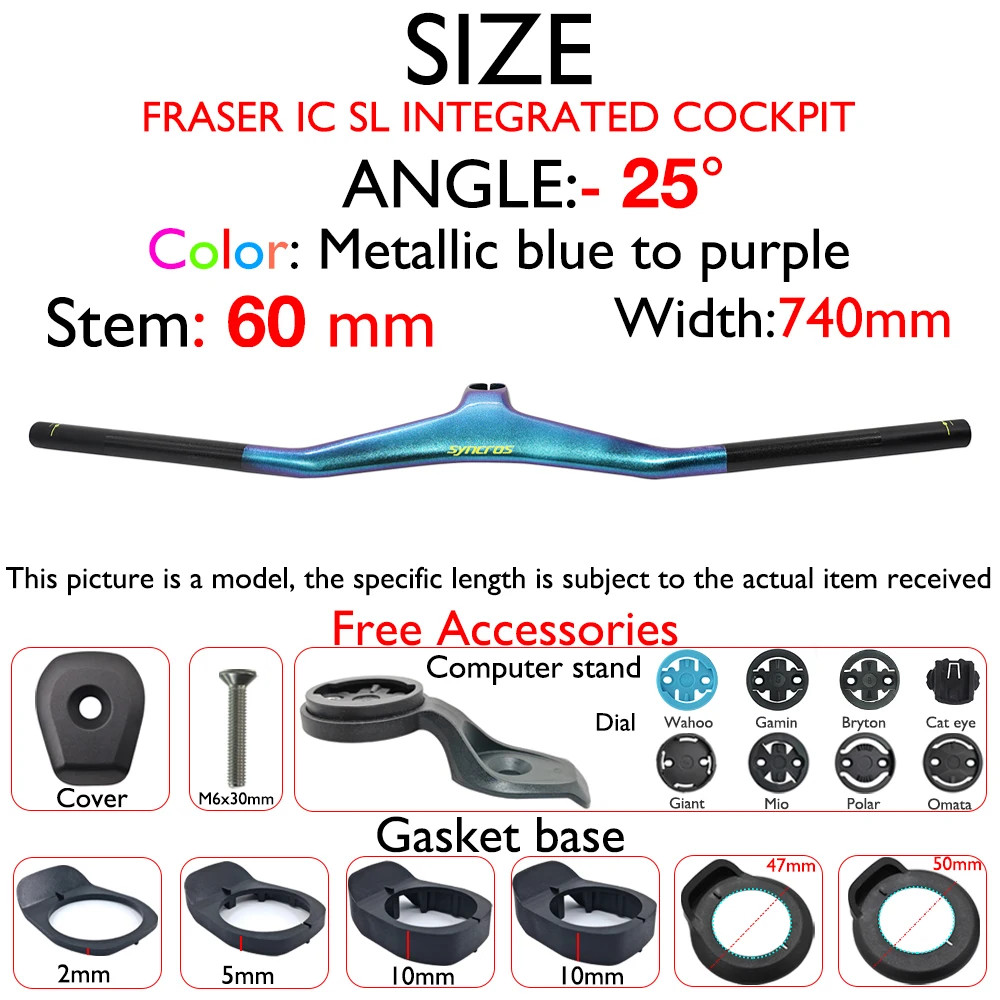 -25° Carbon Integrated Mountain Bike Handlebar, , 28.6mm with Computer Mount