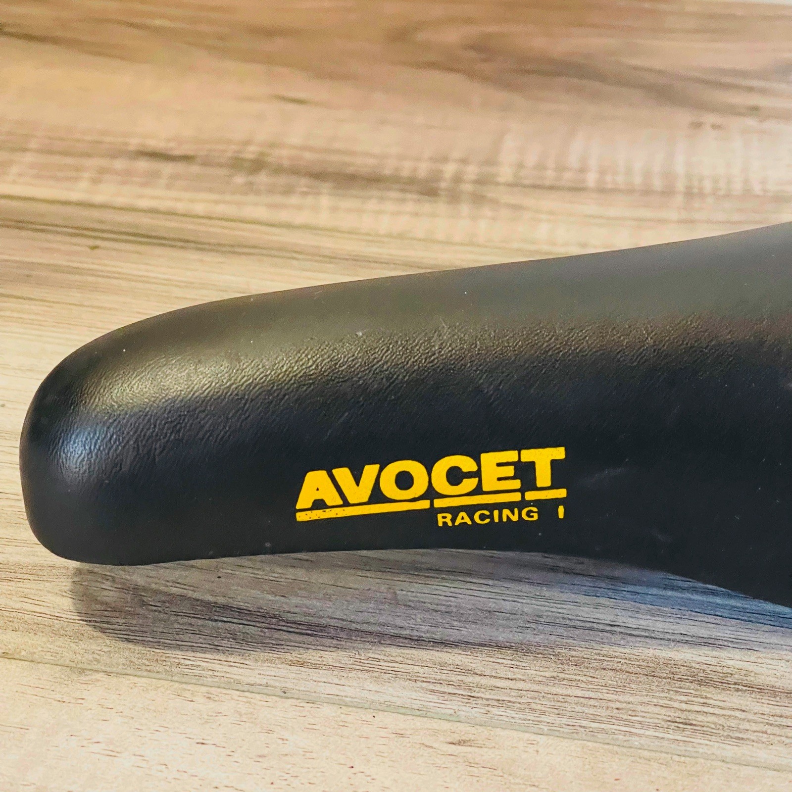 Vintage 1991 Avocet Racing I 1 Saddle Leather Black with Yellow