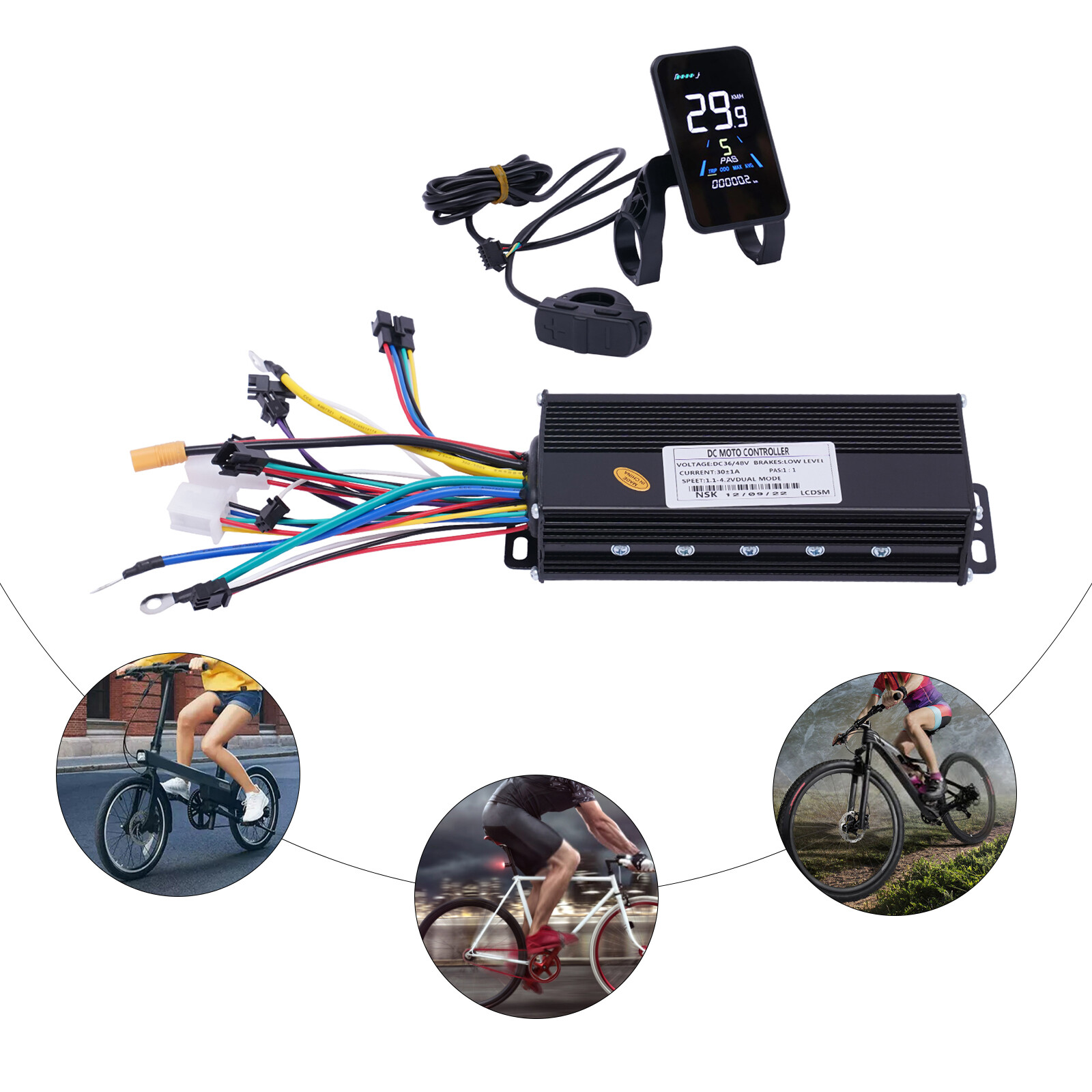1200W 48V Electric Bicycle eBike Scooter Brushless Controller Kit LCD Display