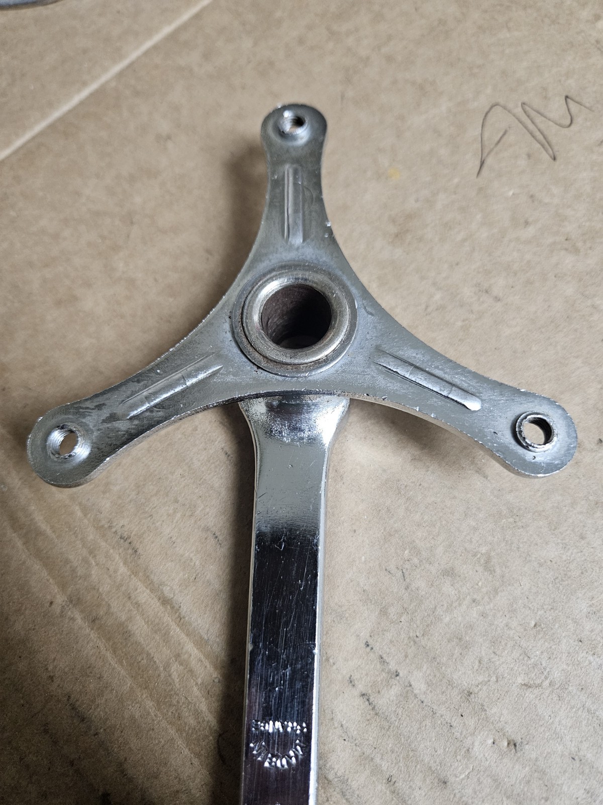 Vintage NOS Nervar 3 Arm Cottered Crankset 165mm arms, 52/47T, France
