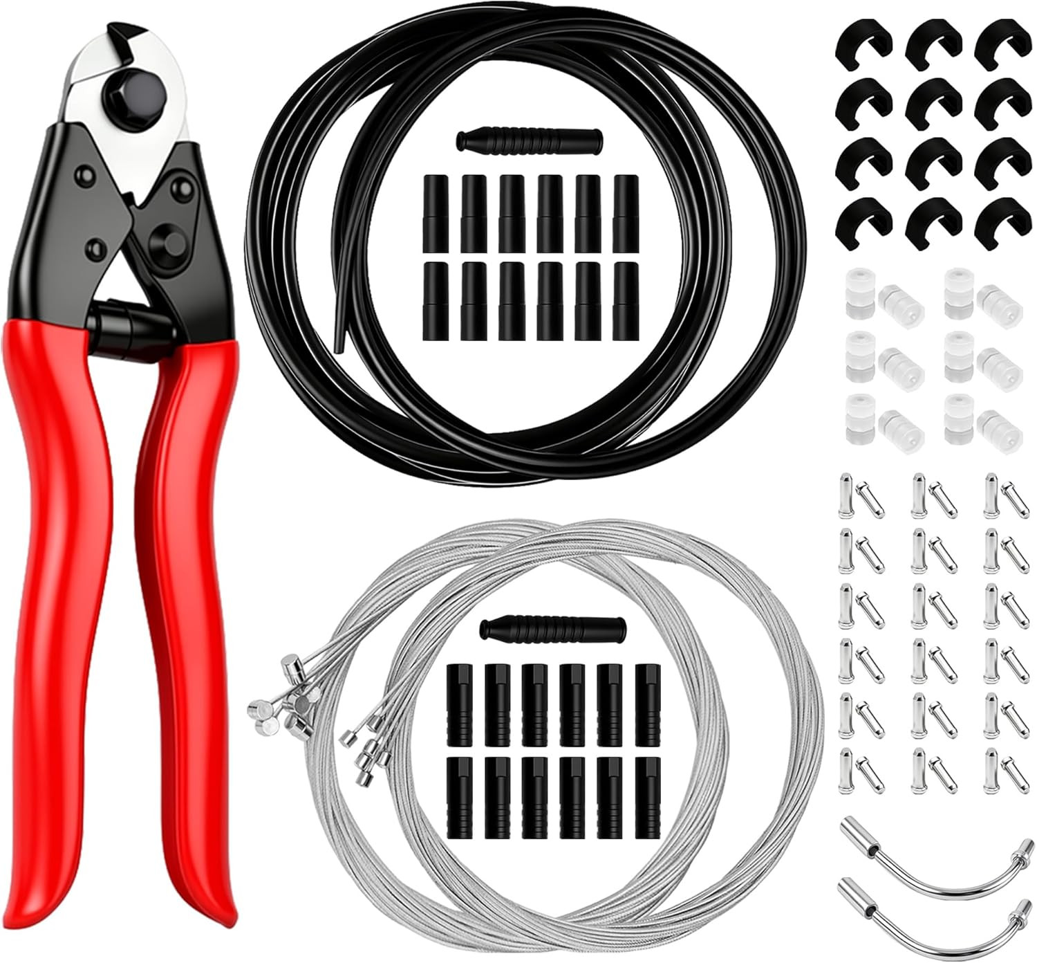103PCS Universal Bike Brake Cable Kit with Stainless Steel Bike Cable Cutter, Bi