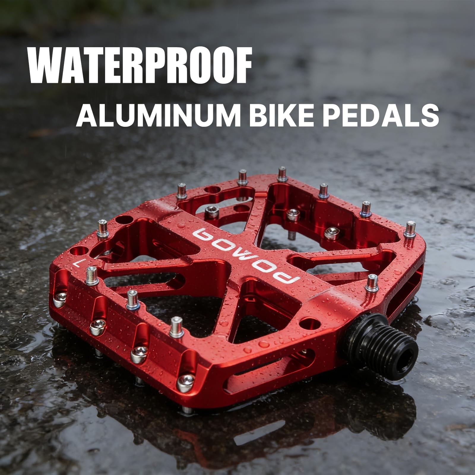 BOWOD Red MTB Bike Pedals Adult Aluminum Alloy Grippy Flat