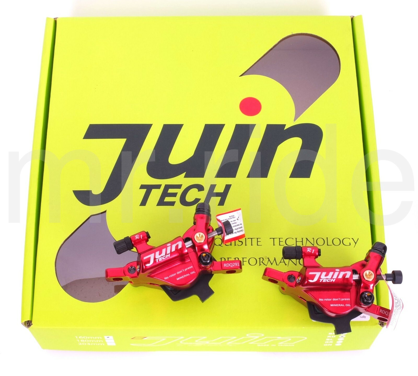 JUIN R1 Cable-Actuated Hydraulic Road or CX Disc Brake set with 160mm rotors Red