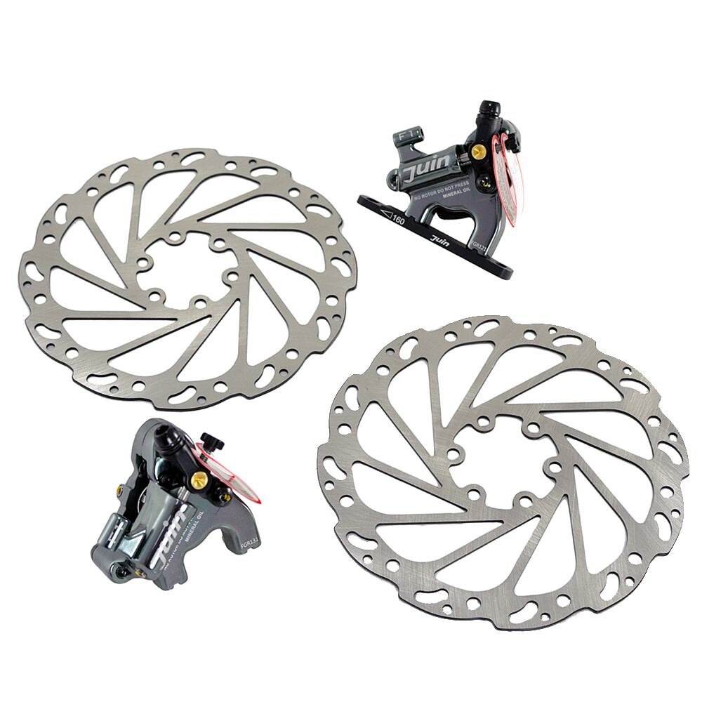 JUIN TECH F1 Hydraulic Flat mount Road CX Disc Brake set 160mm w/ Rotor ,Gray