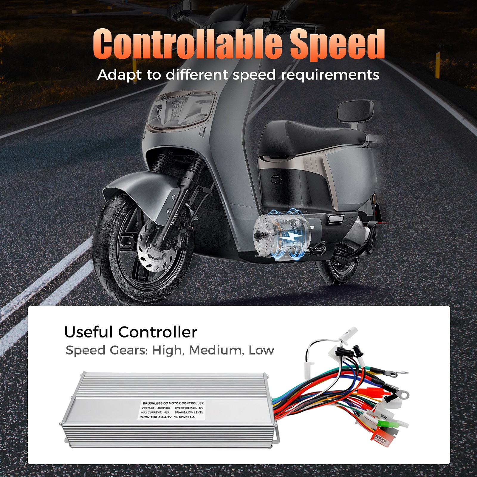 60V BLDC Motor Kit 2000W Brushless Controller For Electric Scooter Scooter NEW