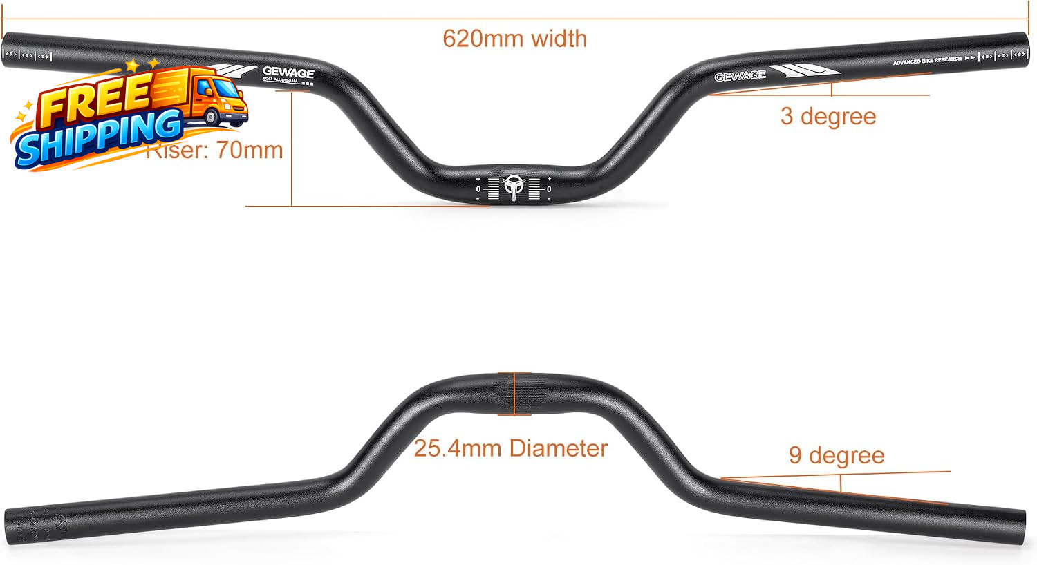 25.4 Bike Handlebar – 30Mm, 55Mm, 70Mm, 90Mm,120Mm Riser Handlebar – 620Mm Alumi