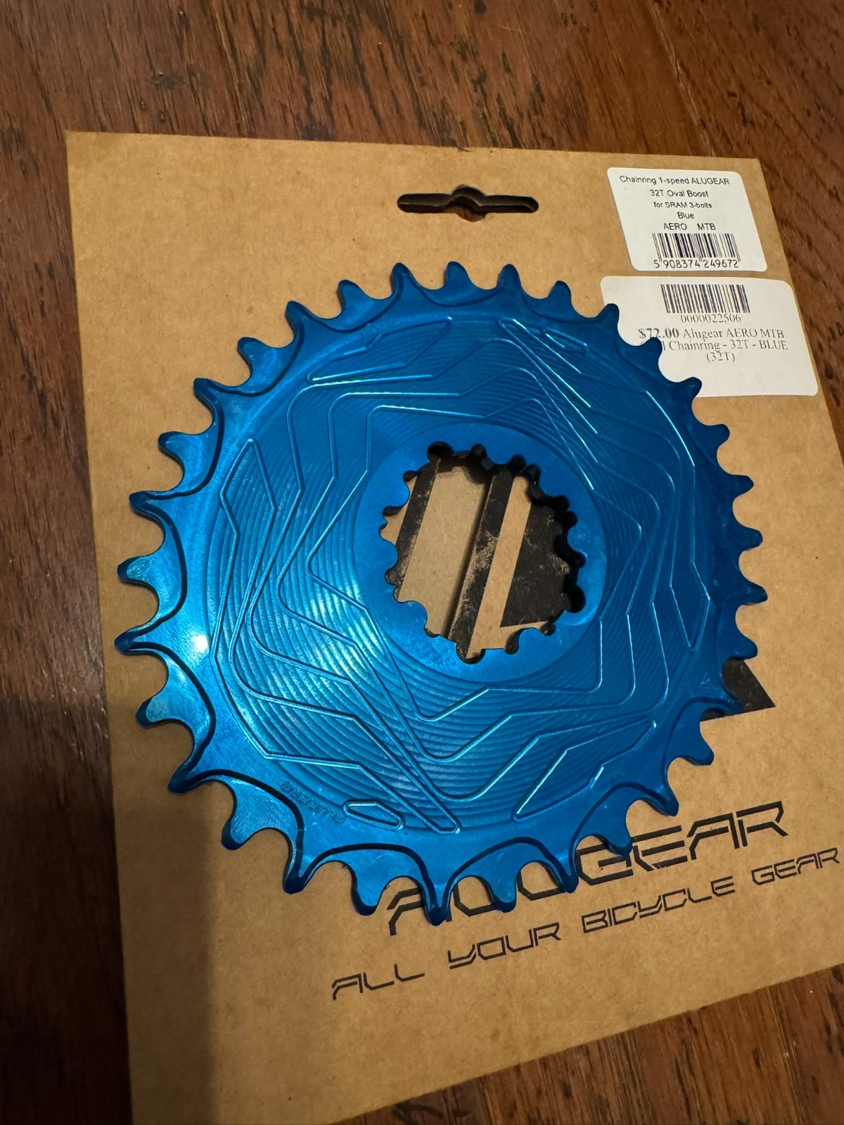 Alugear MTB Oval Chainring Sram 3-Bolt 32T 3mm offset Blue