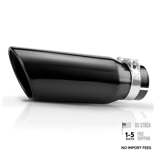 Black Exhaust Tips 2.5″ Inlet, 2.5″ Inlet 2.5″ ID – 4″ OD – 12″ Long Clamp on