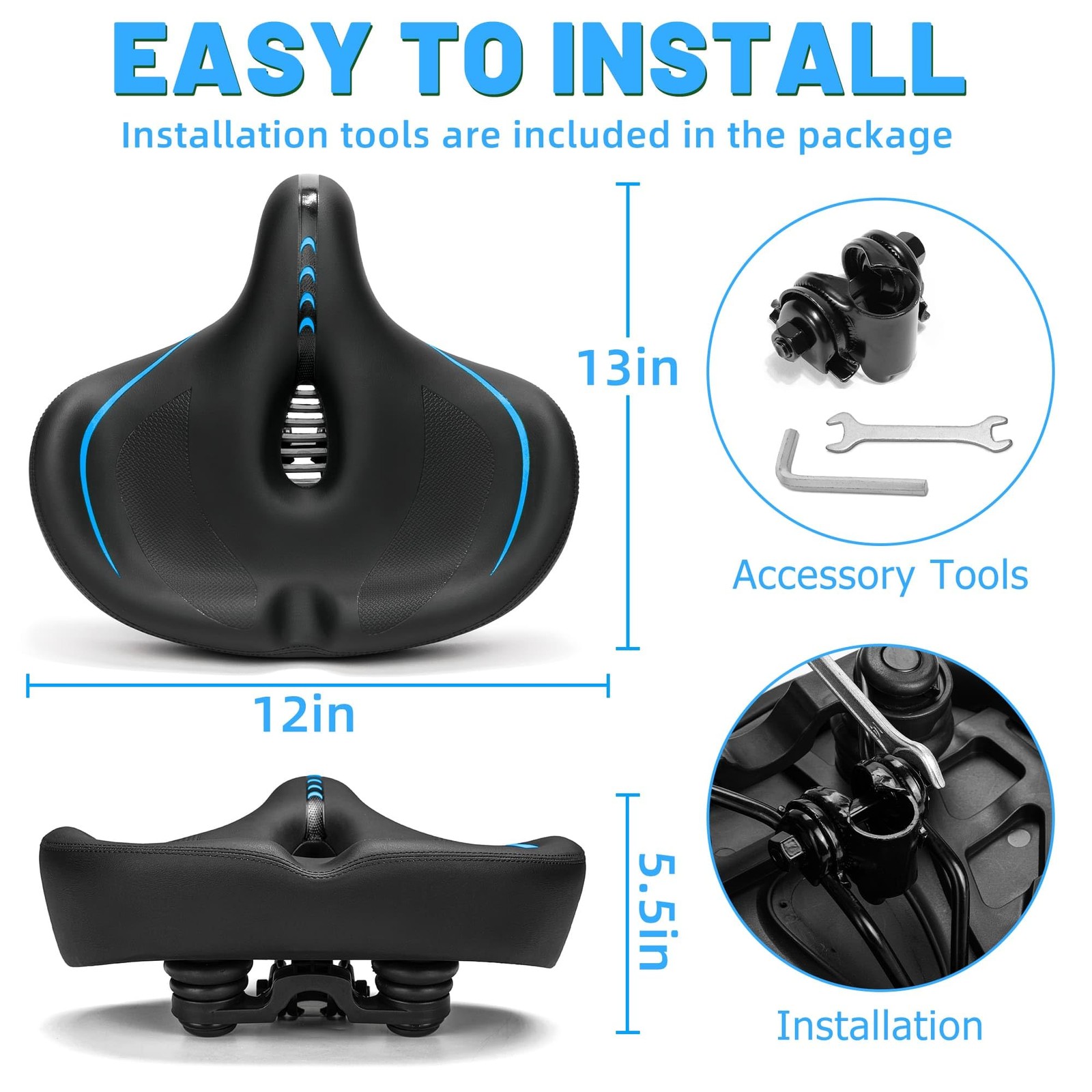 Asiento De Bicicleta Extra Ancho Acolchado Para Ejercicio Y Ciudad Pro