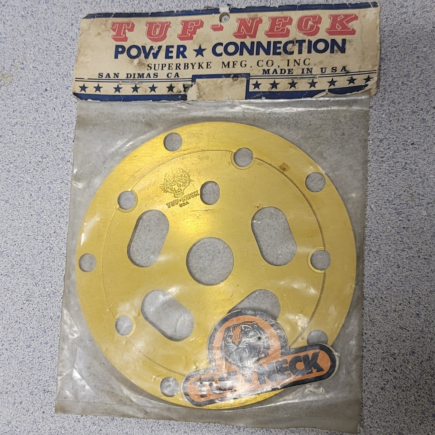 NOS Tuf-Neck Power Connection BMX Bike Gold Powerdisk 80s HTF Stamped USA🔥🔥🔥