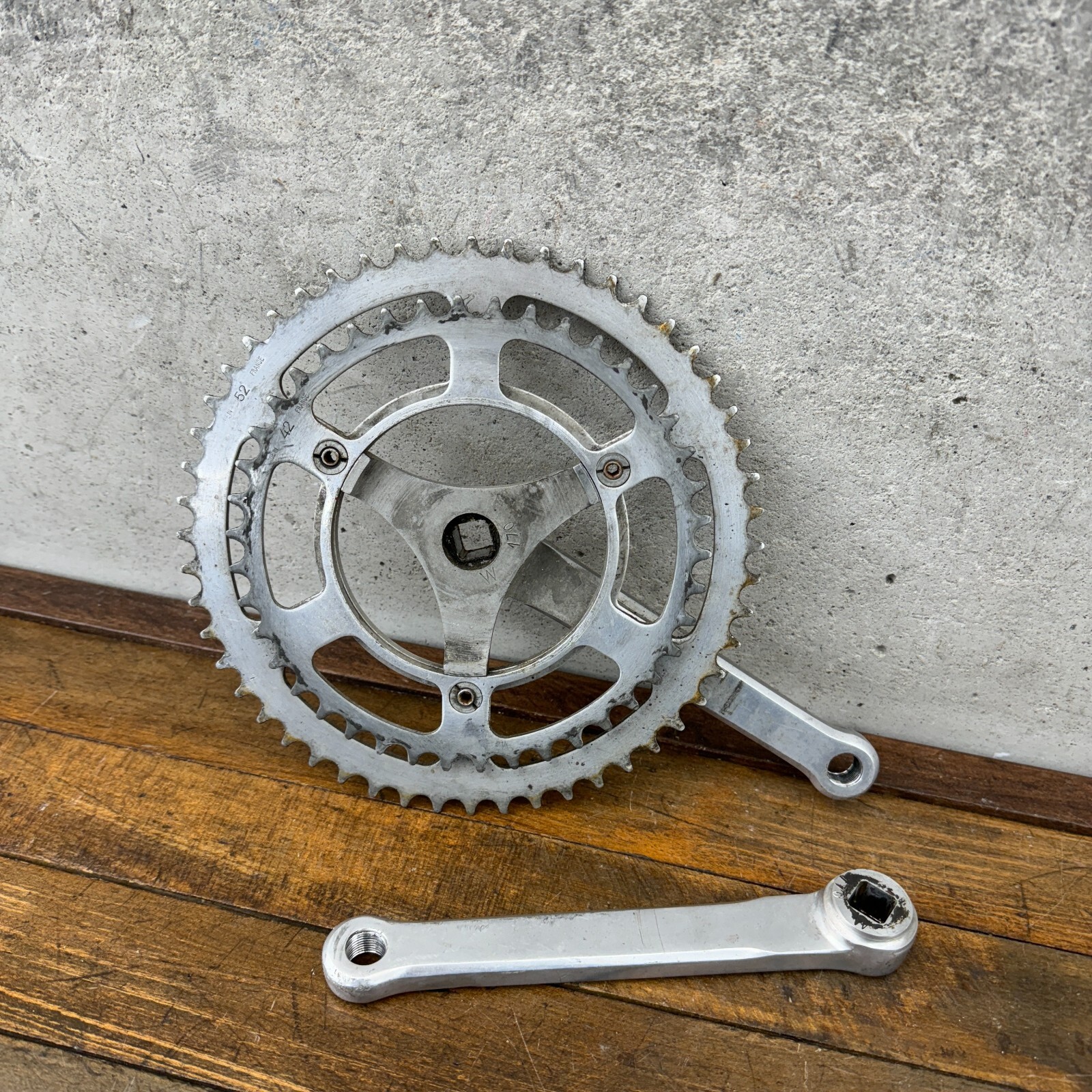 Vintage TA Professional Crank Set 170 mm 3 Arm 1970s France Eroica 3 Hole Alloy