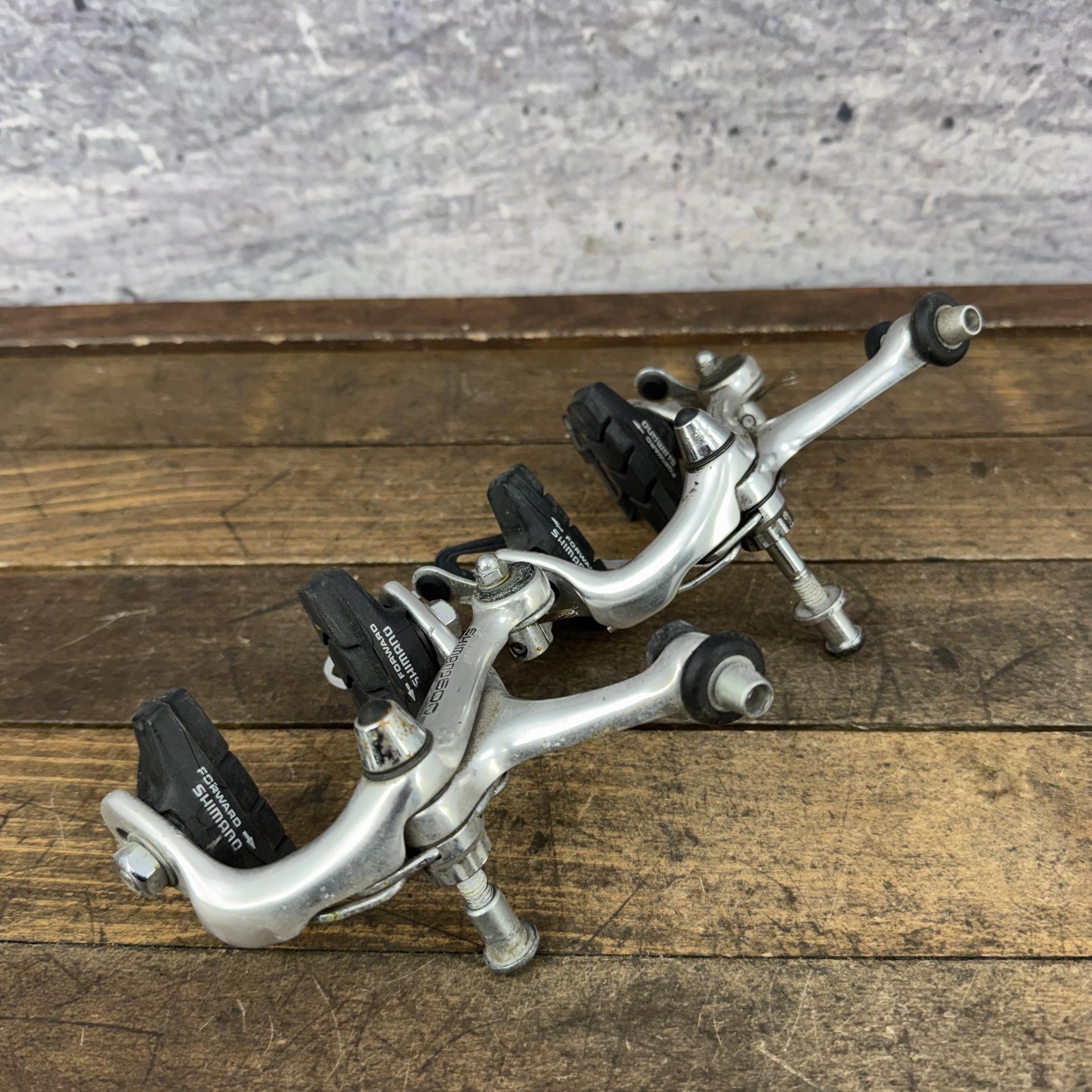 Vintage Shimano 600 BR-6208 Caliper Brakes Set Silver Road Bike Side Pull Japan