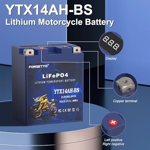 Lithium Motorcycle Battery, YTX14AH-BS 12V 8AH 640A LiFePO4 YTX14AH-BS Blue