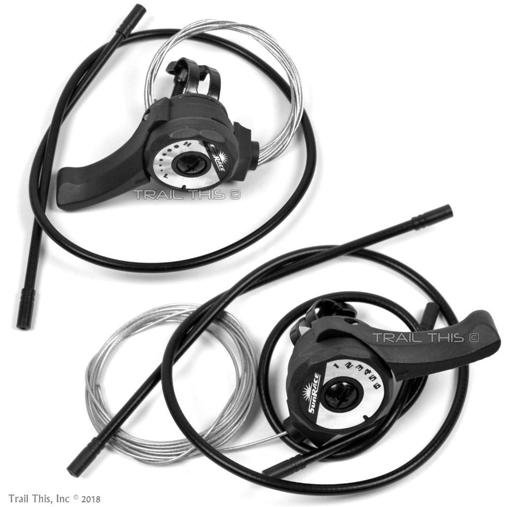 SunRace SLM2T 6-Speed Thumb Shifter Indexed Rear Friction Front w/Cable MTB Bike