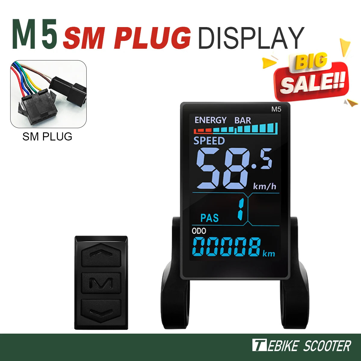 E-Bike Sinewave 3 Mode 17A26A30A40A Controller+Color M5 Display 350W-2000W Motor