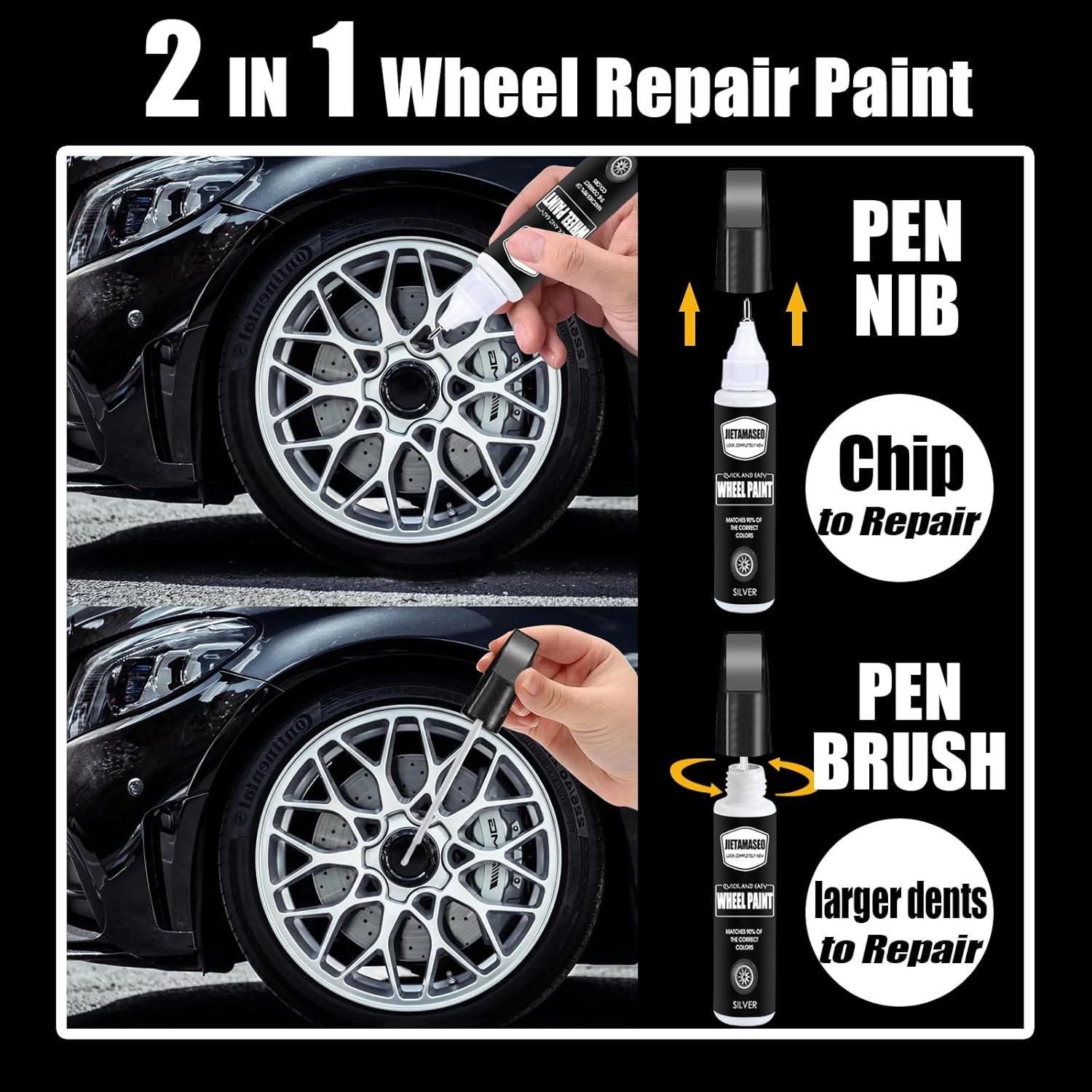 Matte Black Rim Touch Up Paint – Wheel Repair Kit Curb Rash, Quick And Easy
