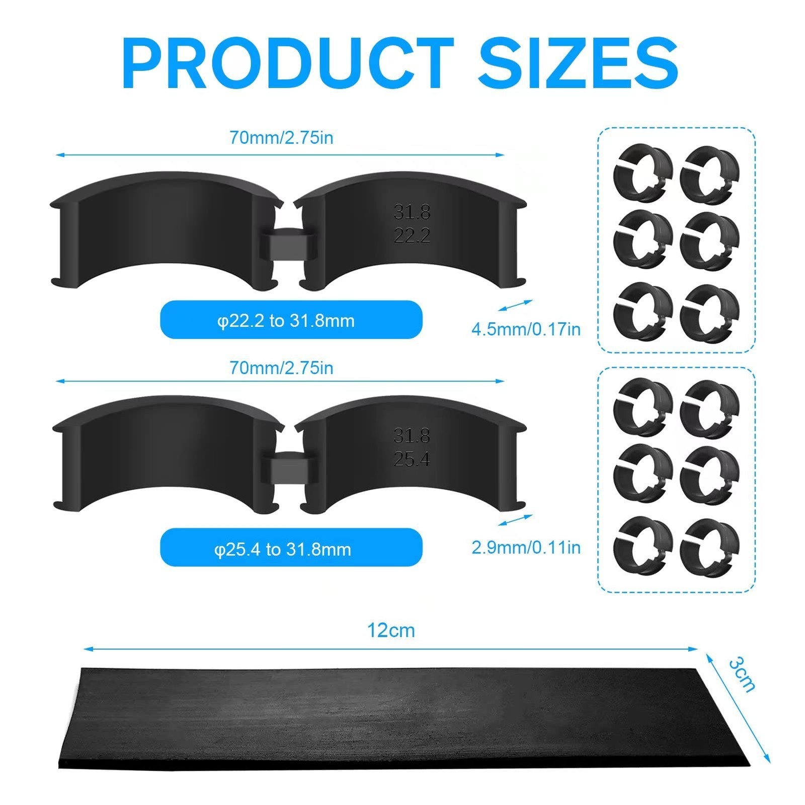 12 Pcs Bicycle Handlebar Rubber Gasket & 1 Rubber DIY Gasket, Anti-Vibration …