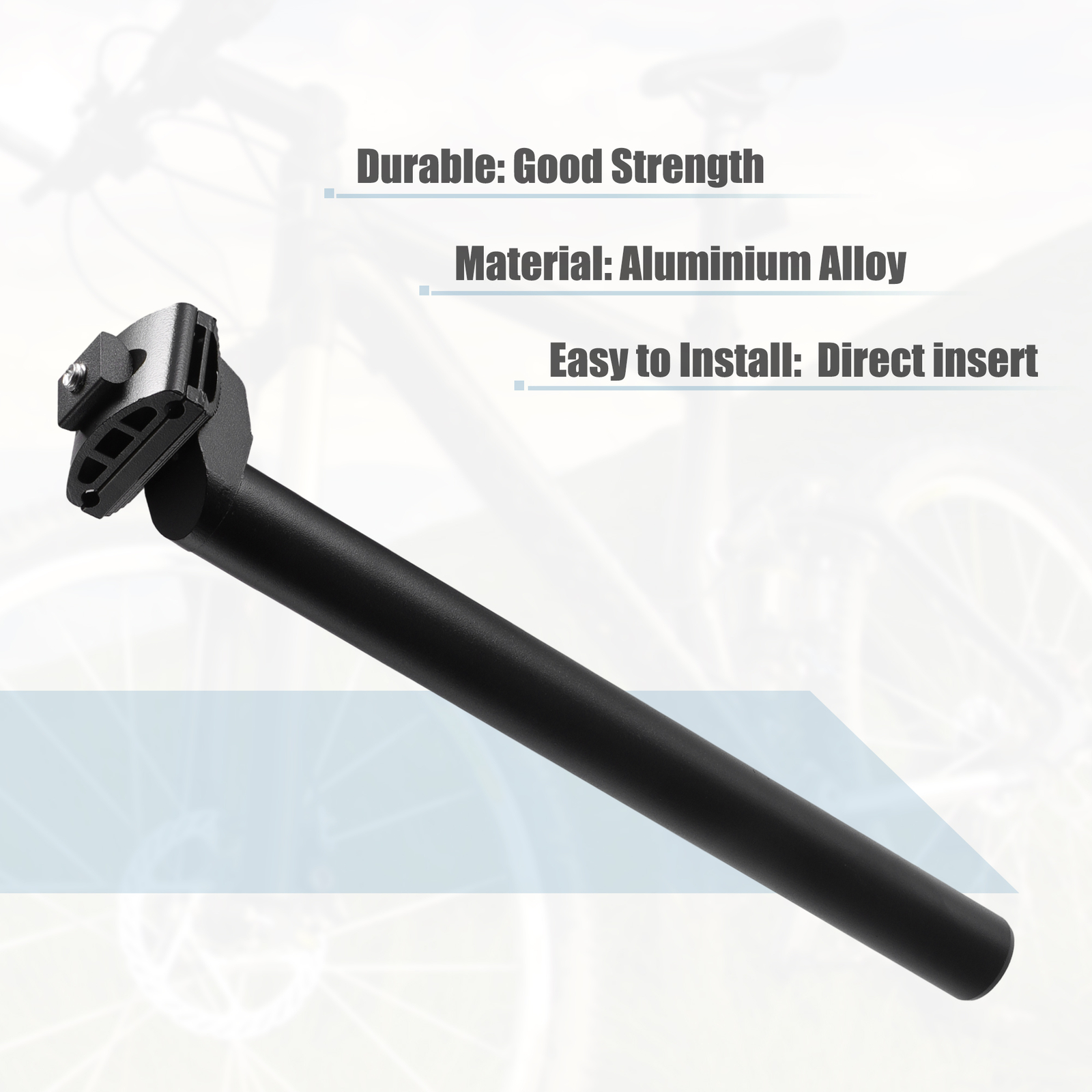27.2x300mm Bike Seat Post Aluminum Alloy Bicycle Bike Seat Tube Mount Black
