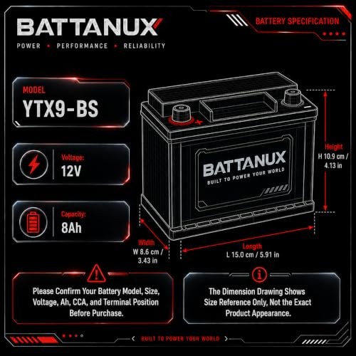 12V8Ah Motorcycle Battery – Sealed SLA/AGM 12V8Ah YTX9-BS