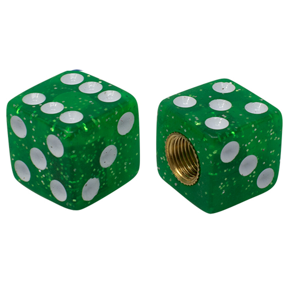 PRO+ DICE VALVE CAPS SCHRADER VALVE CLEAR GREEN